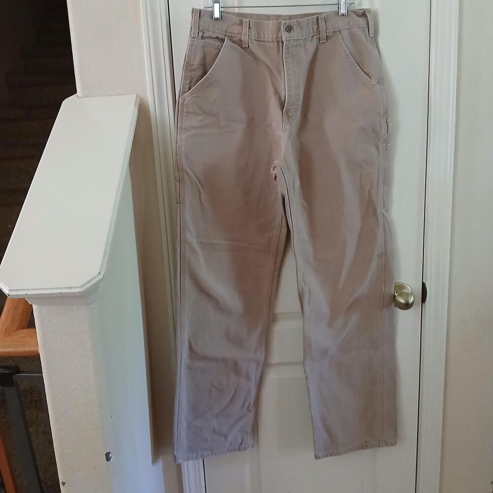 Y2K Vintage Distressed Carhartt B11 Brown Washed Duck Work Dungaree Pants 33x33